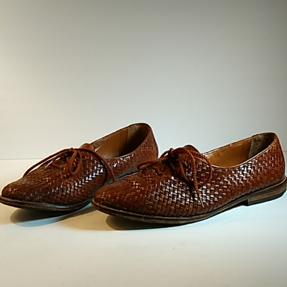 Gregor Italian Tan Leather Woven Dress Shoes Sz. 6 - Picture 4 of 6